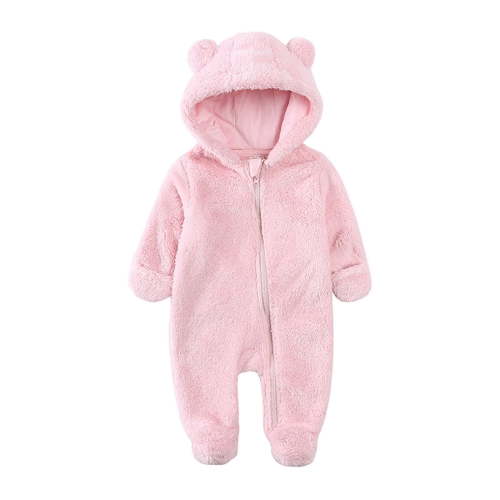 Dealovy Winter Infant Baby Clothes Warm Thick Zip up Onesie Newborn Girls Boys Hooded Footed Romper Kids Jumpsuit with Cute Ears