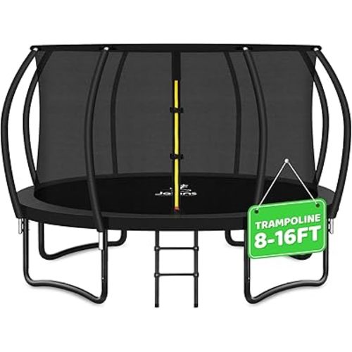 JELENS Trampoline 8FT 10FT 12FT 14FT 15FT 16FT, Recreational Trampolines with Enclosure Net, Outdoor Anti-Rust Trampolines for Kids and Adults, ASTM Approved