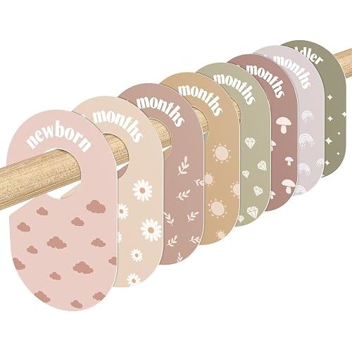 WSICSE Baby Closet Dividers, 8-Piece Double-Sided Size Organizers, Pastel