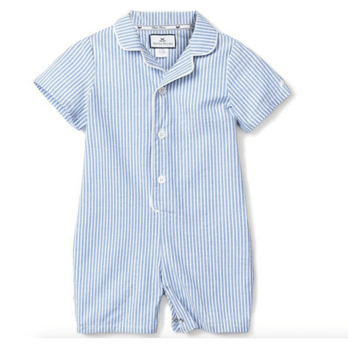 Baby's Twill Summer Romper in French Blue Heritage Stripe