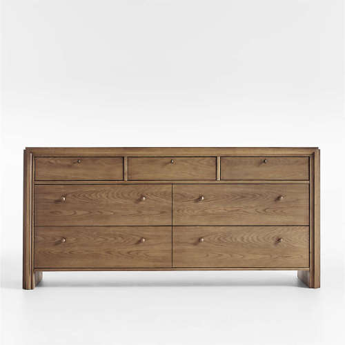 Caldwell 72" Barley Brown Oak Wood 7-Drawer Dresser by Jake Arnold