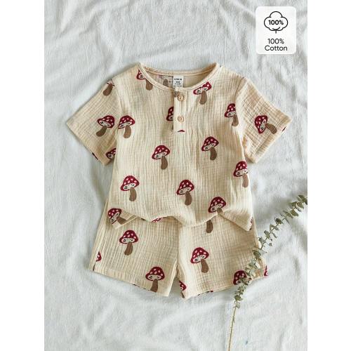 Vintaside Kids 2pcs/Set Cute Watermelon Print Baby Boys Casual Short Sleeve T-Shirt And Shorts Set