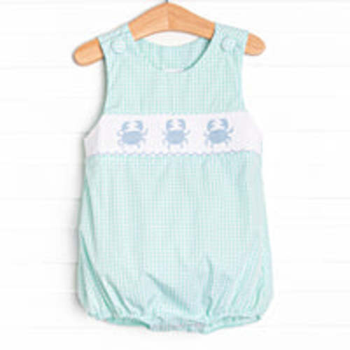 Shoreline Shuffle Smocked Boy Bubble, Mint – Stitchy Fish