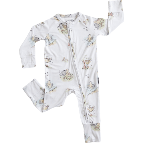Baby Winnie the Pooh Double Zipper Convertible Romper, White