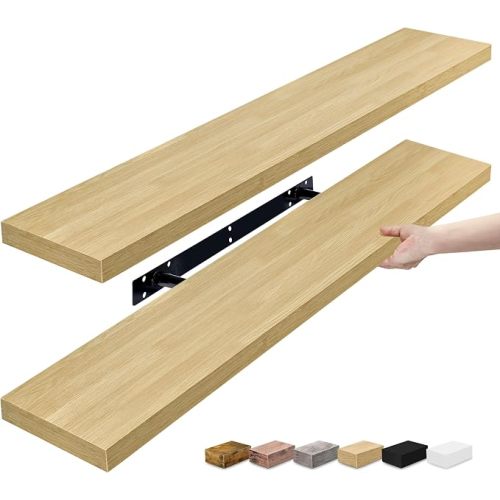 Sorbus Floating Shelves for Wall Storage (35 Inch, 2 Pack, Maple Wood)