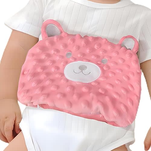 Baby Colic and Gas Relief - Cassia Seed Heated Tummy Wrap,Baby Heating Pad Swaddle Belt Relieves and Soothes Gas,Bloating and Upset Stomach (Pink)