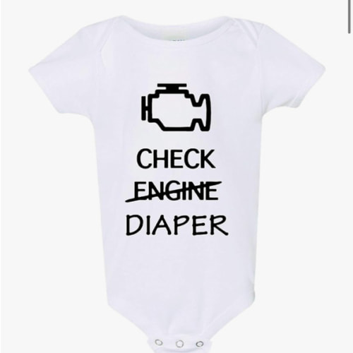 Check Diaper Bodysuit Breastfeeding Car Shirt Unisex
