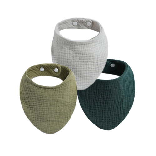 3PCS Feeding Bibs Baby Towel Gauze Cotton Drool Bib for Toddler Double Layer Handkerchief Burp Cloth Shower Gift