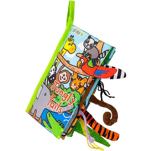 Jollybaby Crinkle Books for Babies, Sensory Soft Touch and Feel Baby Toys for 0-6 Months Infants, Newborn Montessori Early Educational Cloth Toys, Baby Girl & Boy Gift(Jungle Tails)