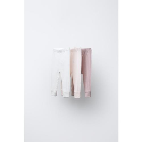 THREE-PACK RIBBED LEGGINGS - Pink | ZARA United States