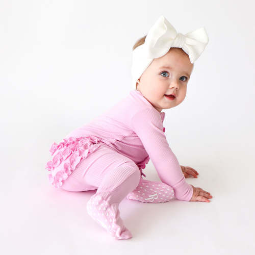 Ribbed Solids Pink Baby Footie Pajamas | Posh Pink Ribbed – poshpeanut.com