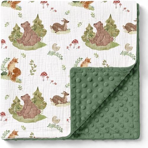 GLLQUEN BABY Muslin Baby Blankets for Boys & Girls, 2-Layer Toddler Blanket