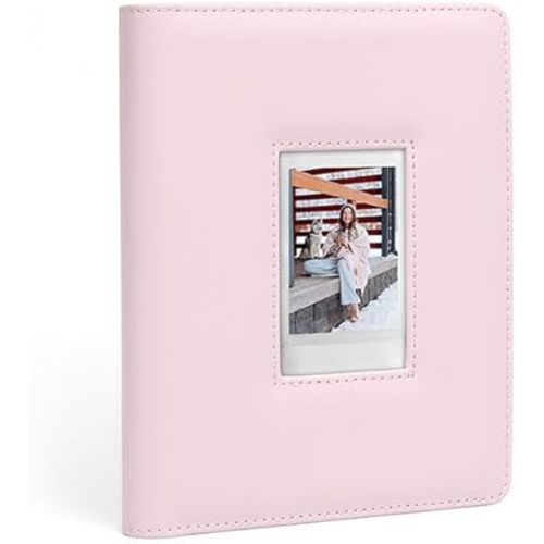 Photo Album 3inch 288 Photos Large Capacity Leather Cover Picture for Wedding Anniversary Baby, Family Album, Hand Made DIY Album for Mini 12, 11, 9 Instant Camera Photos-Pink