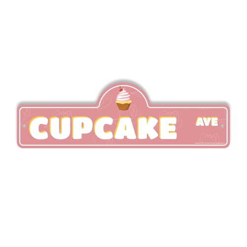 Cupcake Plastic Street Sign - 6 Inch X 18 Inch Gift Dessert Food Sweet Treat Frosting Party Birthday Snack Decor Fun Bakery