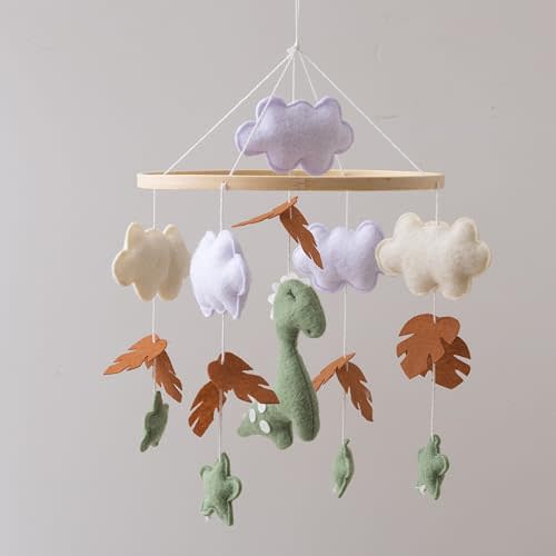 GOODMOM Dinosaur Baby Crib Mobile | Boys Nursery Decoration | Wooden Mobile for Crib | Dinosaur Nursery Mobile Theme | Newborn Baby Stuff | Baby Shower Gift for Boys & Girls | Easy Assembly & Durable