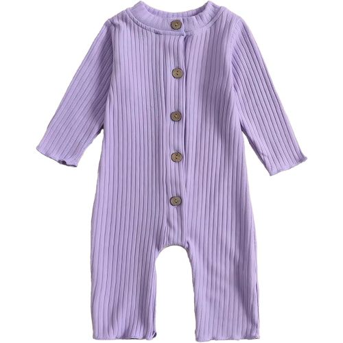 Aoswep - Lovely Solid Color Baby Long Sleeve Jumpsuit baby girl bodysuit (0-3 Months)