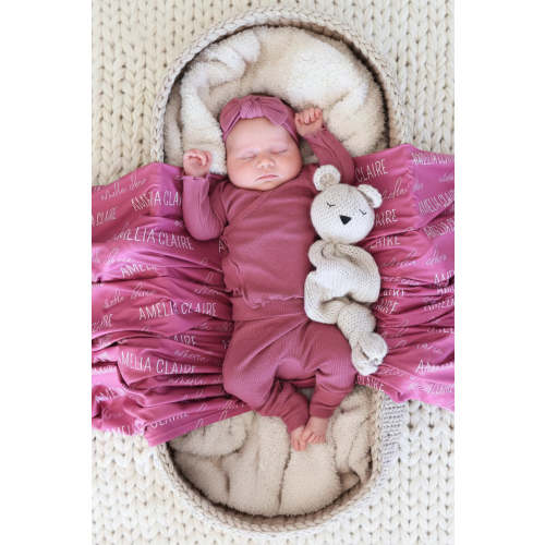 2pc Bamboo Waffle Crossover Top & Bottom | Cranberry