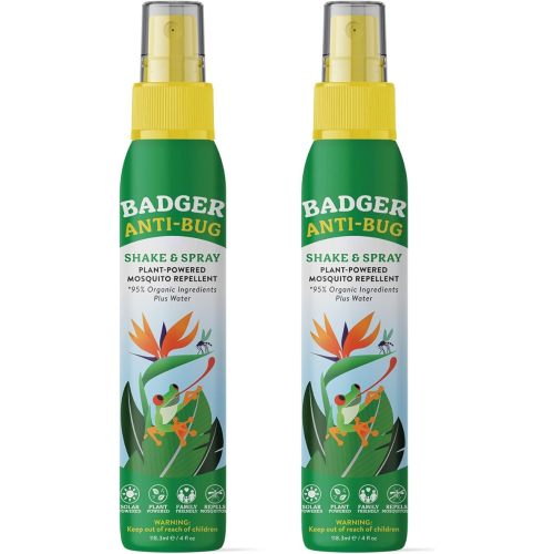 Badger Bug Spray, Family Friendly All Natural Mosquito Repellent w/Organic Essential Oils, Great Smelling Citronella Spray, Effective for 3 Hours, Deet-Free Vegan Plant Based Insect Repellent 4 fl oz