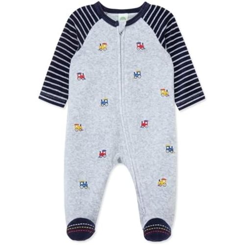 Little Me Clothes for Baby Boys' and Girls' Velour Footie Sleeper Rompers