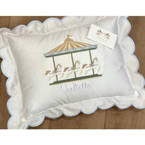 Custom Embroidered Carousel Horse Baby Pillow Case Nursery Decoration Monogrammed Pillow Cover