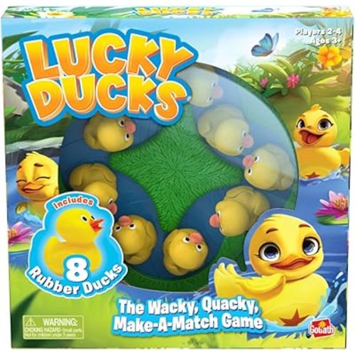 Goliath Lucky Ducks Game | Includes 8 Rubber Ducks | Develops Memory Matching Skills for Preschoolers | 2-4 Players, Ages 3+