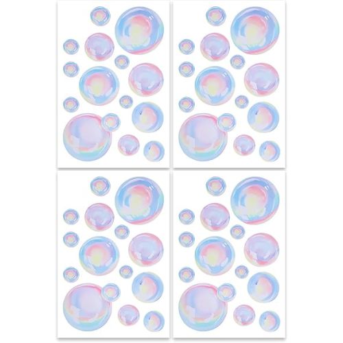 simarro 4 Pcs Bubble Wall Decals, Kids Bathroom Decor, Colorful Bubble Underwater World Background Decoration Little Mermaid Bathrooms Decor, Suitable for Children's Bedroom and Bathroom Decoration