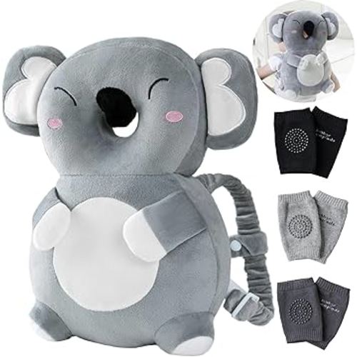 Feidoog Baby Head Protector Cushion Backpack with 3 Knee Pads for Walking & Crawling,Koala