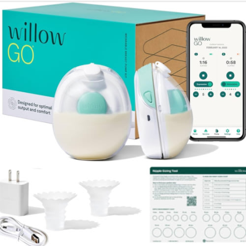 Willow Go - Hands Free Breast Pump - Wearable Breastfeeding Pump - Portable, Electric, Cordless, & 9 Levels of Hospital Grade Suction Strength - Postpartum Essentials - Double Breast Pump