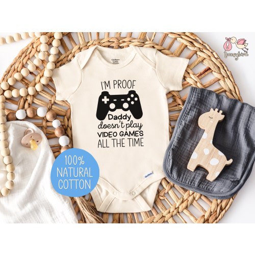 Funny Gamer Dad Onesies®, Baby Shower Gift for New Father, Pregnancy Reveal Baby Bodysuit, Funny New Baby Announcement, New Dad Baby Gift