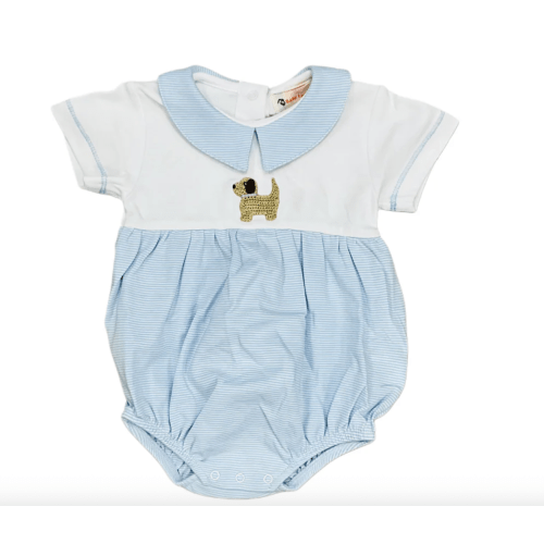 Pup Crochet Blue Strp Bubb 26