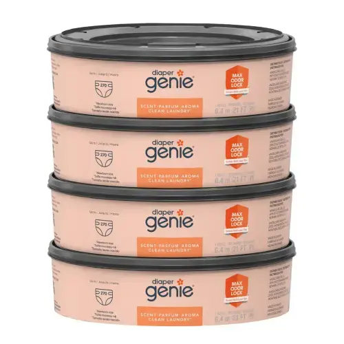 Diaper Genie Clean Laundry Scent Round Refill 4-pack, 1080-count, Plus 2 Carbon Filters | Costco
