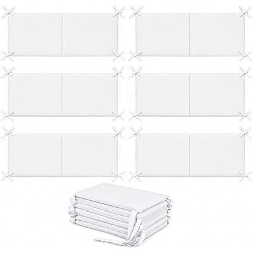 6PCS Soft Wall Padding Panels for Kids Spaces, Each Panel 25.6" x 9.65", Foldable Rail Covers with Tie Straps for Stair Railings, Floor Beds, Play Areas & Indoor Safety Spaces(White)