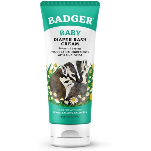 Badger Baby Diaper Rash Cream, Zinc Oxide Diaper Cream for Babies, Natural Skin Barrier Cream with Organic Sunflower Oil & Beeswax, 2.9 fl oz, 2-Pack
