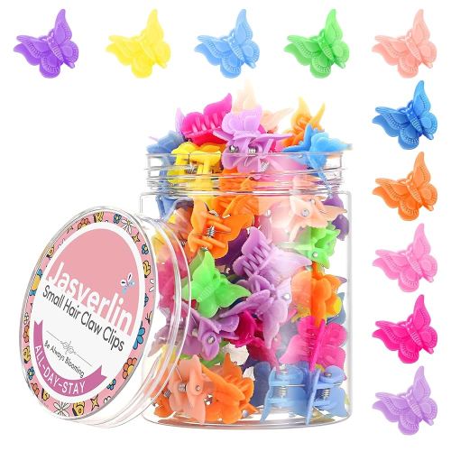 50 Pcs Butterfly Clips for Hair, Cute 90s Y2K Butterflies Mini Hair Claws Clips for Girls Hair Accessories Small, Colorful Pastel 10 Colors, 5 of each color (Vivid Spectrum)