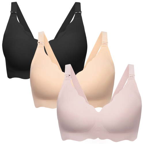HBlife 3 Pack Nursing Bras for Breastfeeding Ultra Comfort Seamless Maternity Bra Pack Wireless Pregnancy Bralette Bra Extender