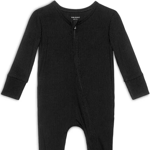 Footie Zippered One Piece | Black Ribbed | Baby Sleeper