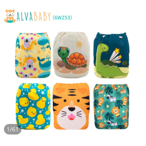 6-Pack Baby Cloth Diapers with 6 Microfiber Inserts - One Size Adjustable & Reusable Pocket Diapers for Infants & Toddlers