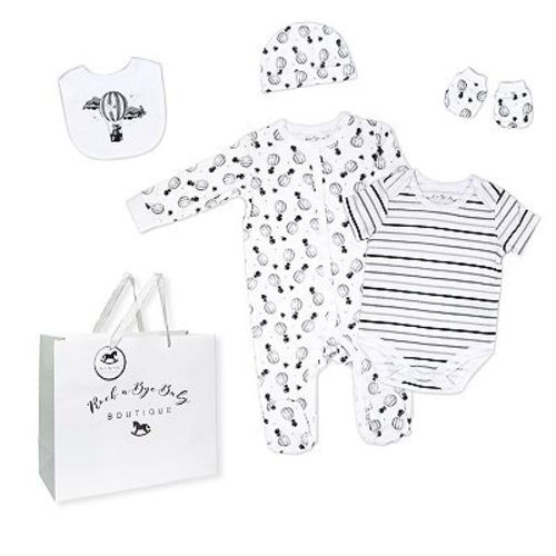 Baby Boys and Girls Hot Air Balloons Layette, 5 Piece Set