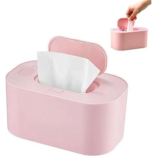Portable Baby Wipe Warmer, Large Capacity Moist Wipe Dispenser with LED Display, Quiet & Even Heating, Diaper Wipes Warmer for Home Car Travel Use (Pink)