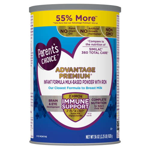 Advantage Premium Baby Formula Powder with Iron, Dual HMOs for Immune Support and Digestive Health, Non-GMO, 36 Oz
