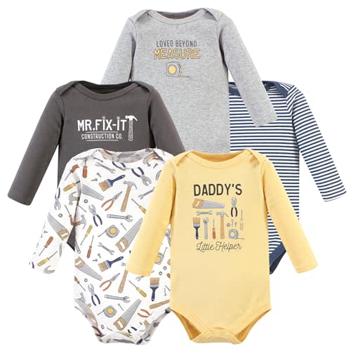 Hudson Baby baby-boys Cotton Long-sleeve Bodysuits 5-pack