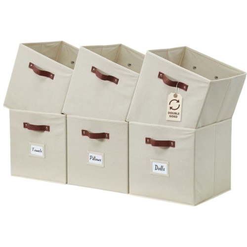 DECOMOMO Fabric Storage Bin | Cube Storage Bin | Closet Organizers | Set of 6, Beige