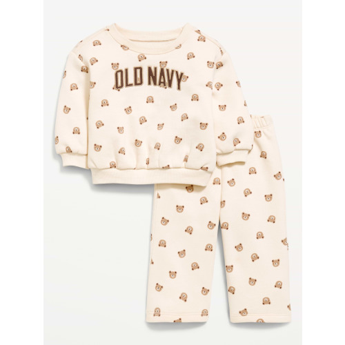 Printed Logo Graphic Sweatshirt and Sweatpants Set for Baby