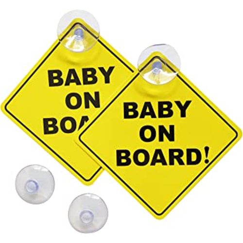 Baby on Board Sticker for Cars 2PCS , Baby On Board Warning Signs with Suction Cups , Durable and Strong Without Residue