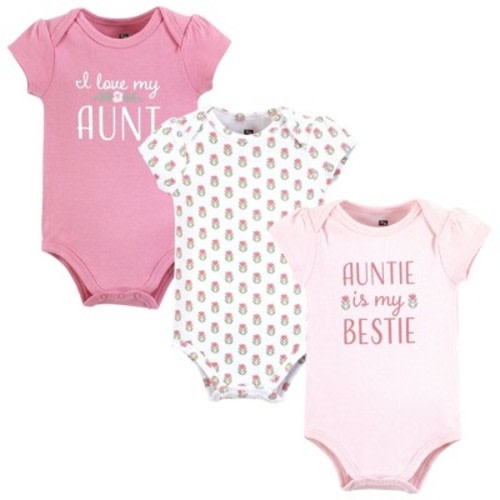 Hudson Baby Girl Cotton Bodysuits, Auntie Bestie, 3-6 Months