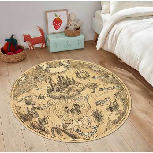 Wizardry Carpet,Witchcraft Rug,Map Rug, Popular Movie Rug, Kids Room Rug, Magic Carpet,Child Room Rug, Kids Player Mat, Area Rug, Round Rug