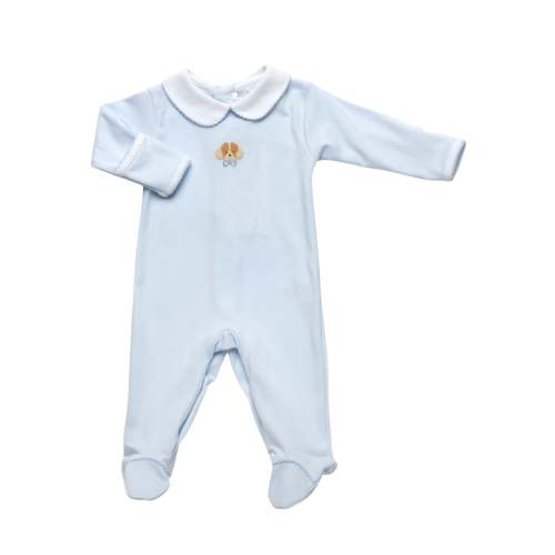 Spotted Boy Puppy Collared Pima Footie | Lt Blue – Milly Marie