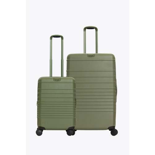 BÉIS 'The Luggage Starter Set' in Olive - Carry-On and Check-In Suitcase Bundle, Checked and Overhead Roller Set, Luggage Discount​