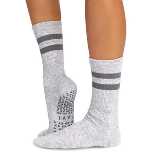 TAVI Kai Fashion Crew Grip Socks - For Slipper Barre, Pilates, and Yoga - with Grips for Women and Men