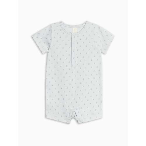 Colored Organics Mason Short Sleeve Romper - Tee Time / Powder + Laguna - Mason Short Sleeve Romper - Tee Time / Powder + Laguna